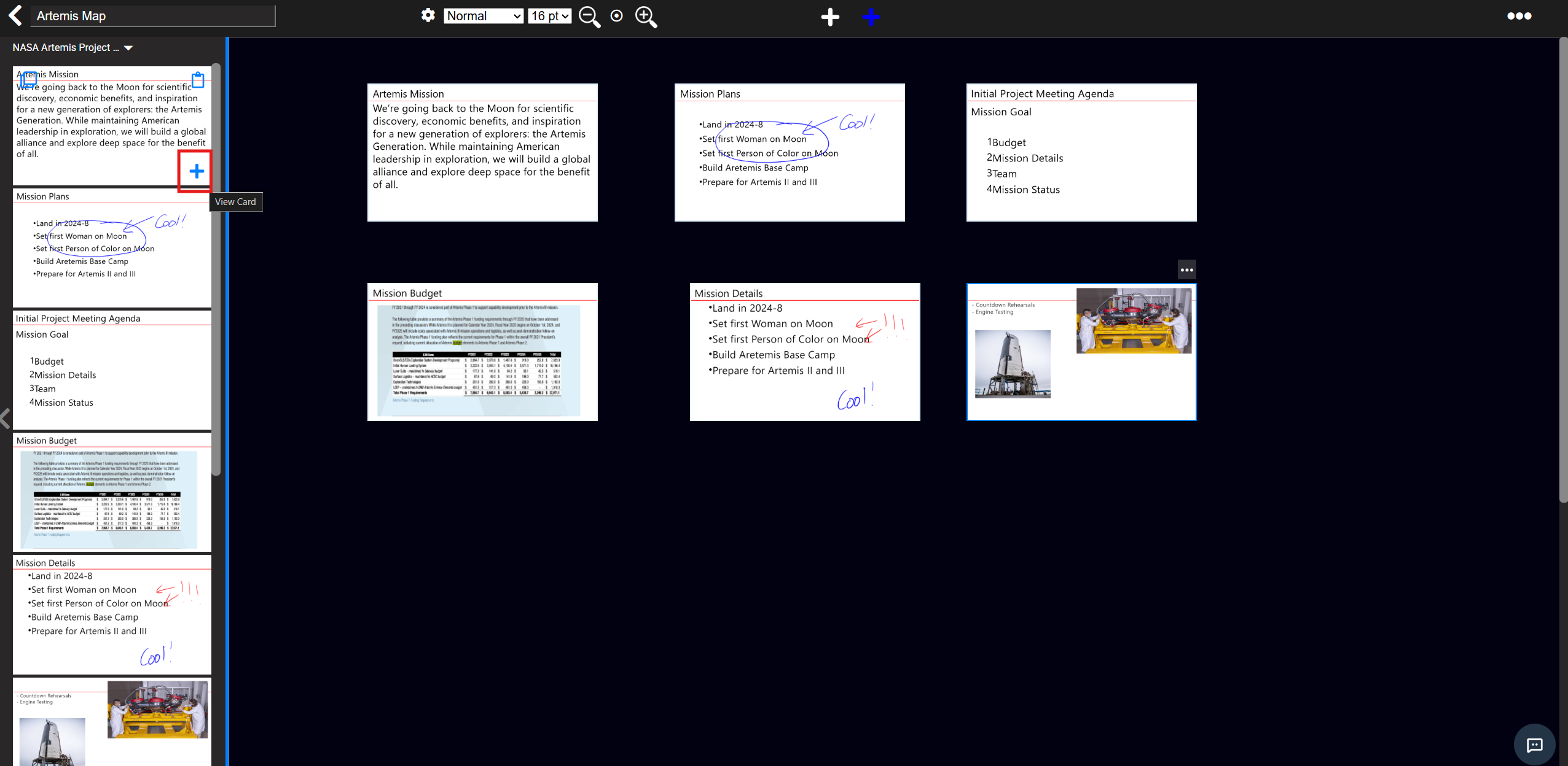 You can also place existing, or create new, full NoteDex Cards onto a CANVAS